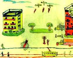 Drawing of air-raid